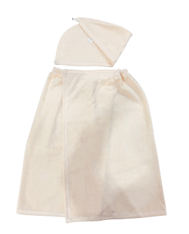 Комплект банный махровый (полотенце на резинке и колпак) 