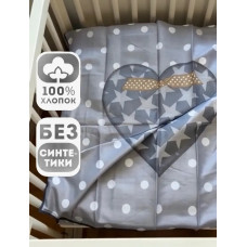 Комплект белья детский (серый в горошек с сердцем)