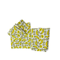 Комплект постельного белья полуторный (белый с бананами) 