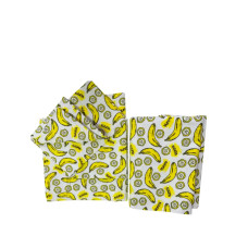 Комплект постельного белья полуторный (белый с бананами) 